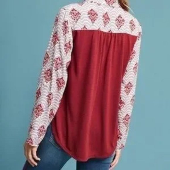 2 FOR $15 | Porridge By Anthropologie Long Sleeve Lightweight Boho Shirt XS - Picture 3 of 5
